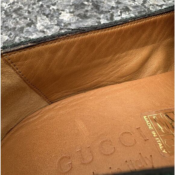 GUCCI L'AVEUGLE PAR AMOUR BLACK LEATHER WEB LOAFERS SHOES Men’s Size 7 - Picture 6 of 14